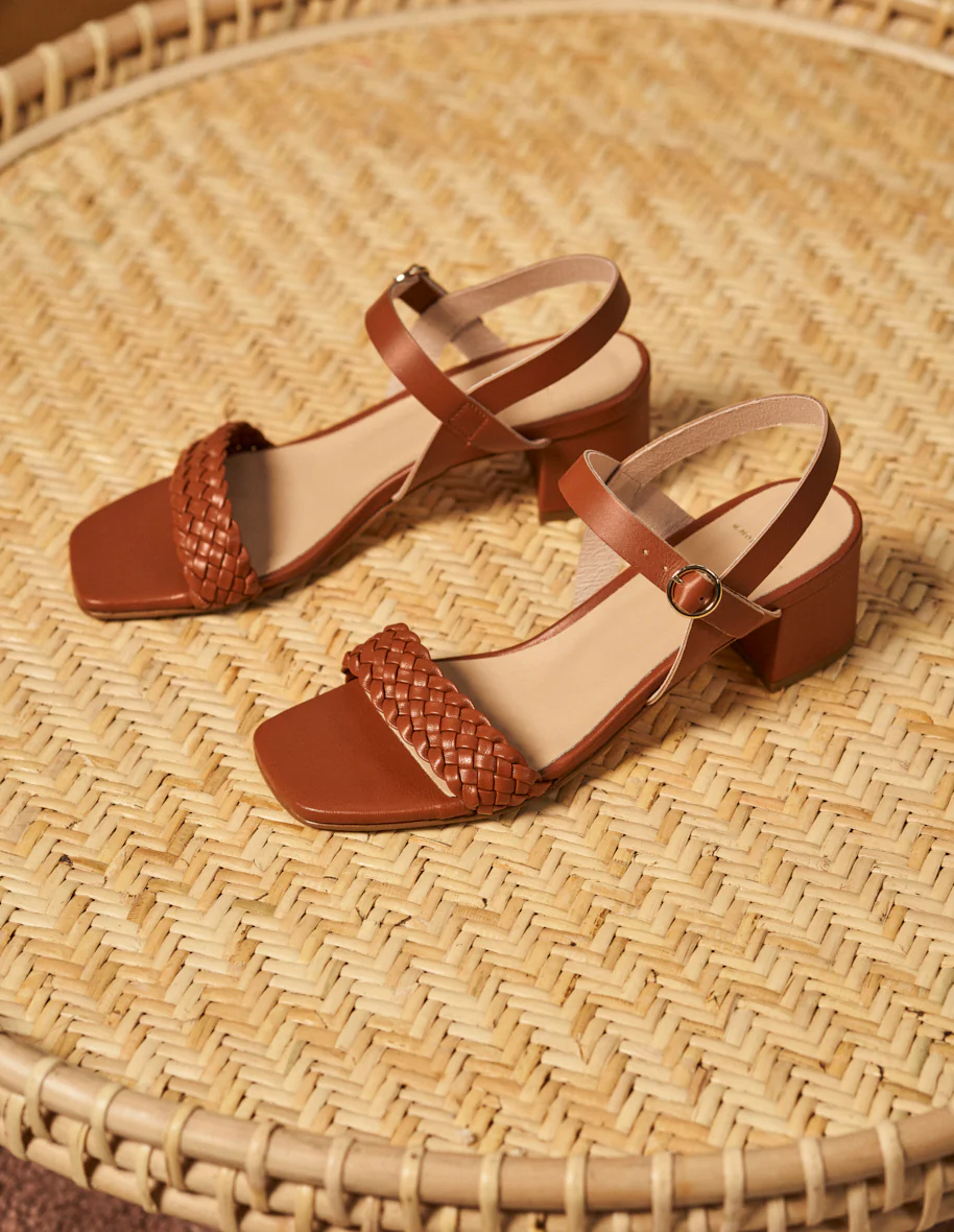 Sandales à talons Victoria M - Cuir cognac