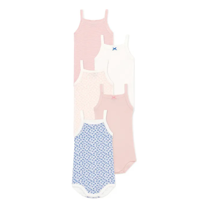 Petit Bateau Lot 5 Bodies Bretelles Holiday | Rose