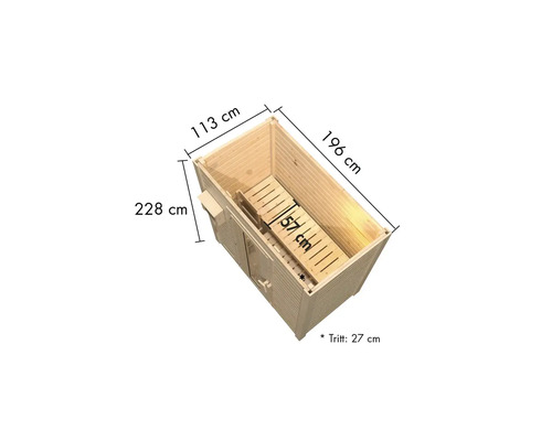 Karibu Talos saunacabine zonder oven, houten deur en isolatieglas