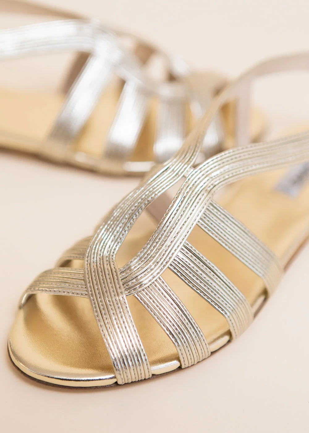SANDALE LAUGIER CUIR PLATINE