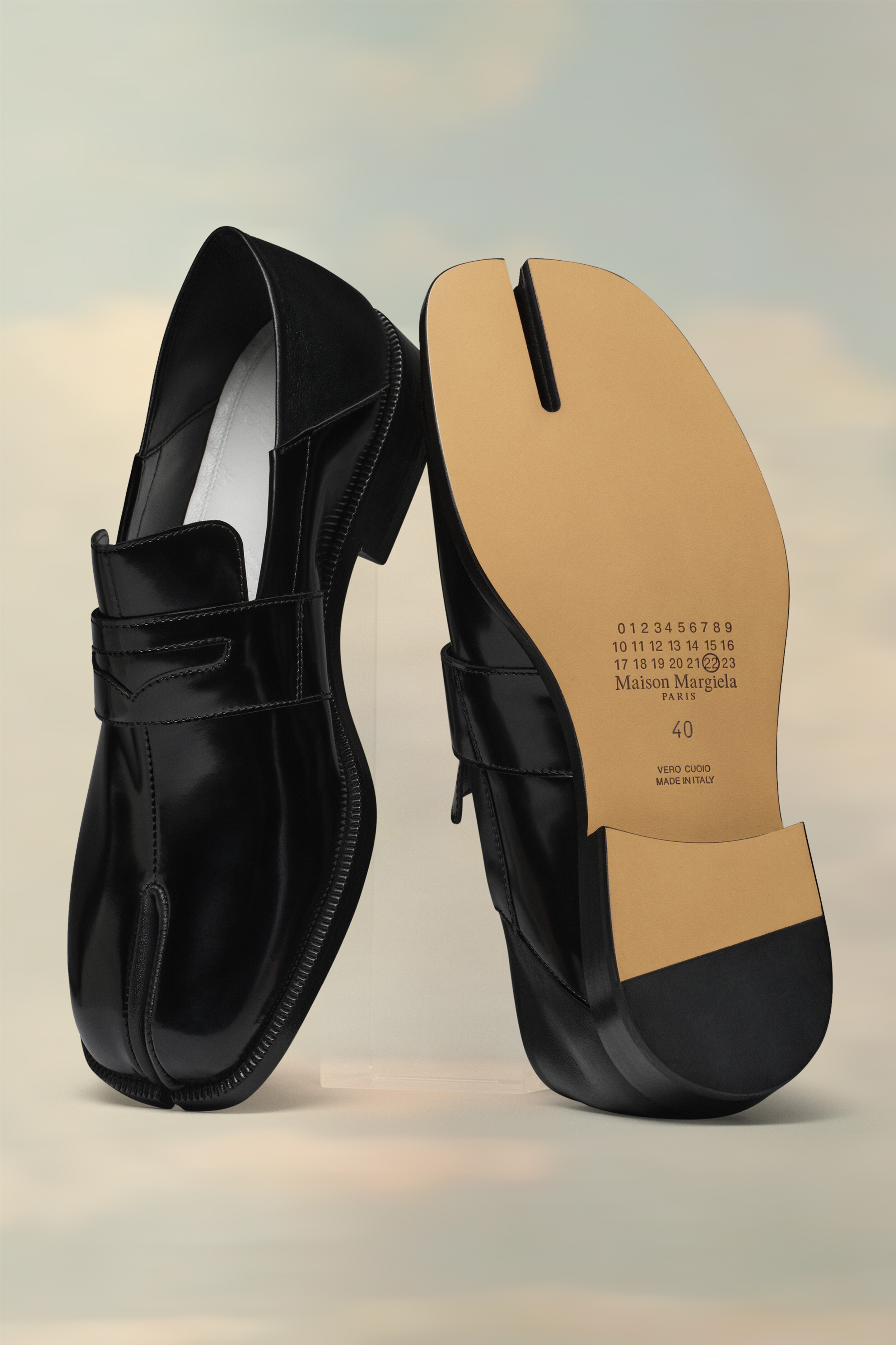 Mocassins Tabi noirs avec talon pour femme