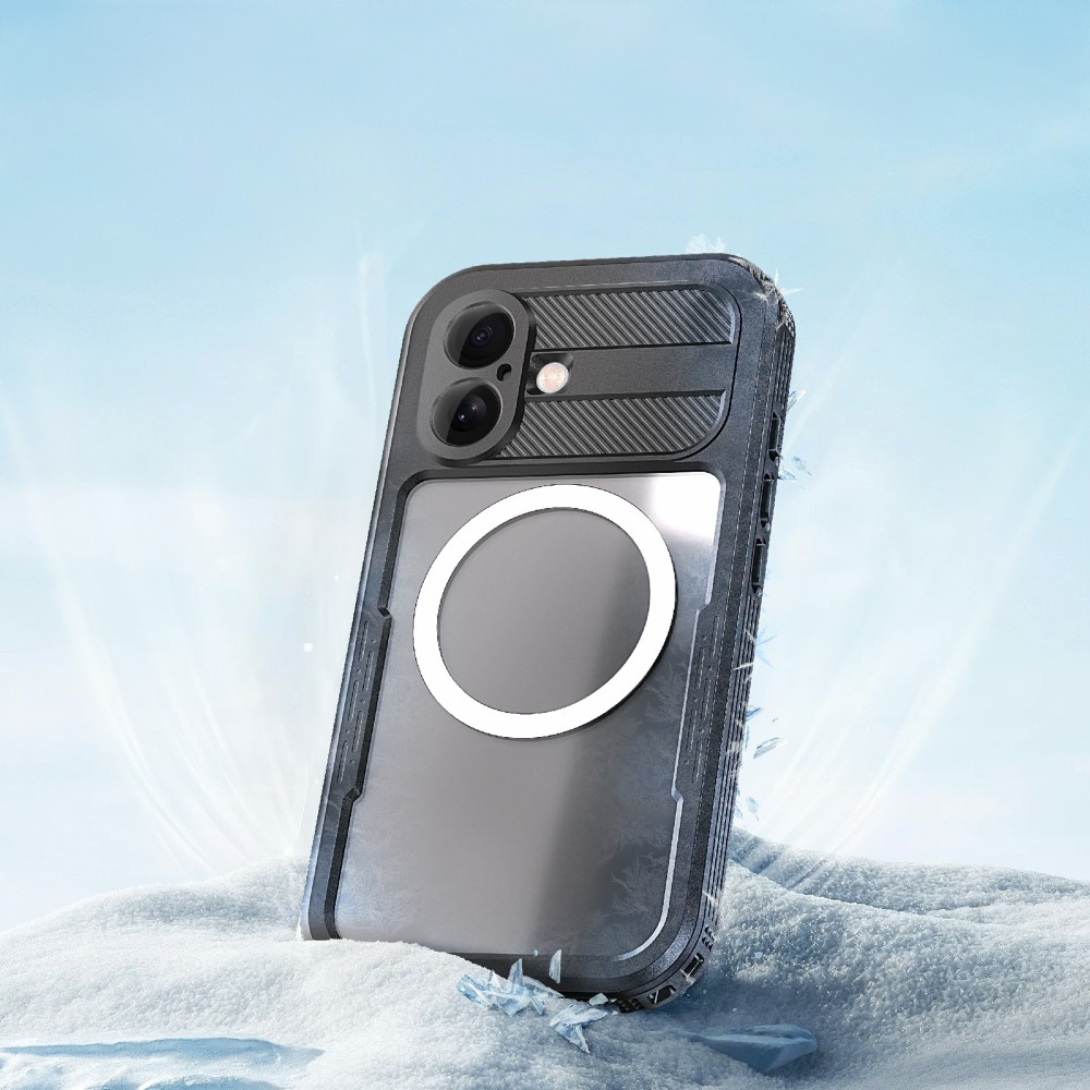 iPhone 16 Wasserfeste MagSafe Outdoor Schutz Hülle (IP68) - Schwarz / Transparent