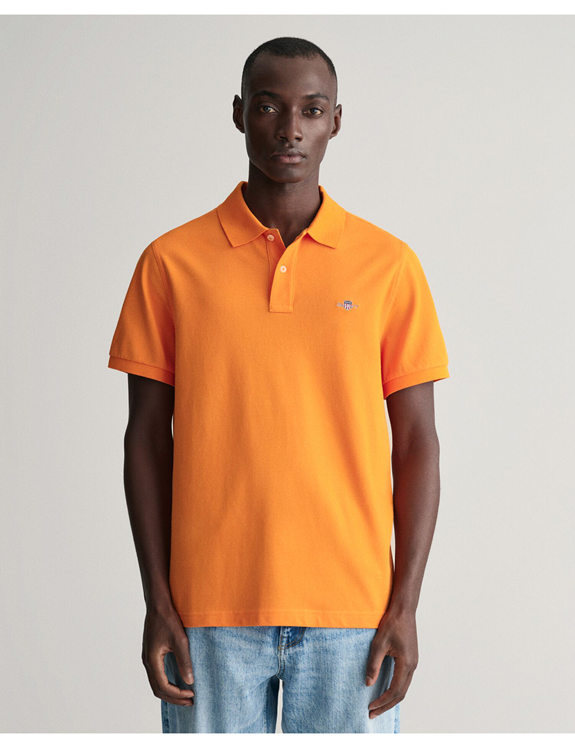 Short Sleeve Regular Shield Pique Polo Orange