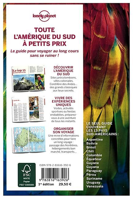 LONELY PLANET - AMERIQUE DU SUD PETITS BUDGETS EN FRANCAIS