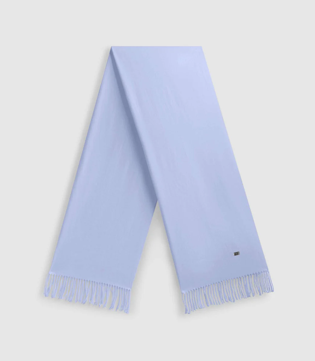 Echarpe unie à frange bleu ciel AURORE