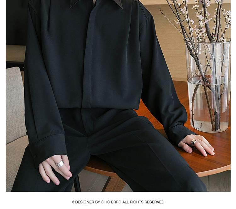 CHIC ERRO - Effen overhemd met lange mouwen