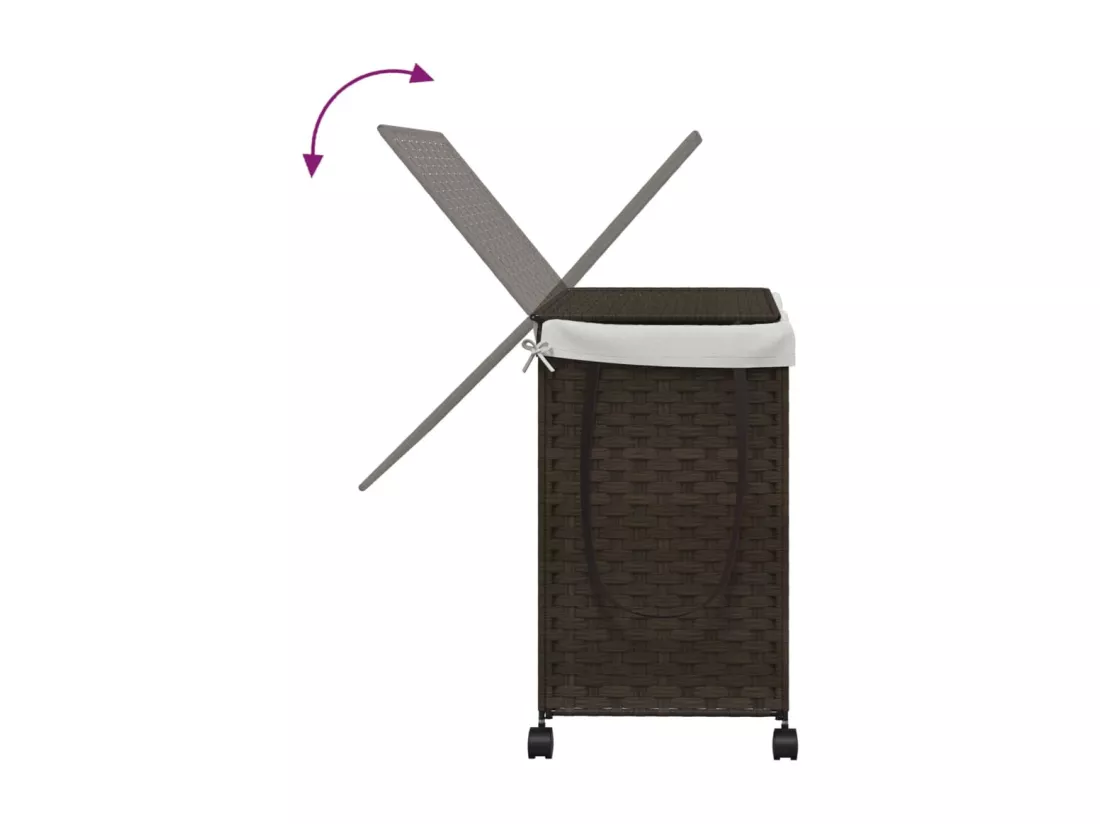 Panier à linge avec roulettes marron foncé 60x35x60,5