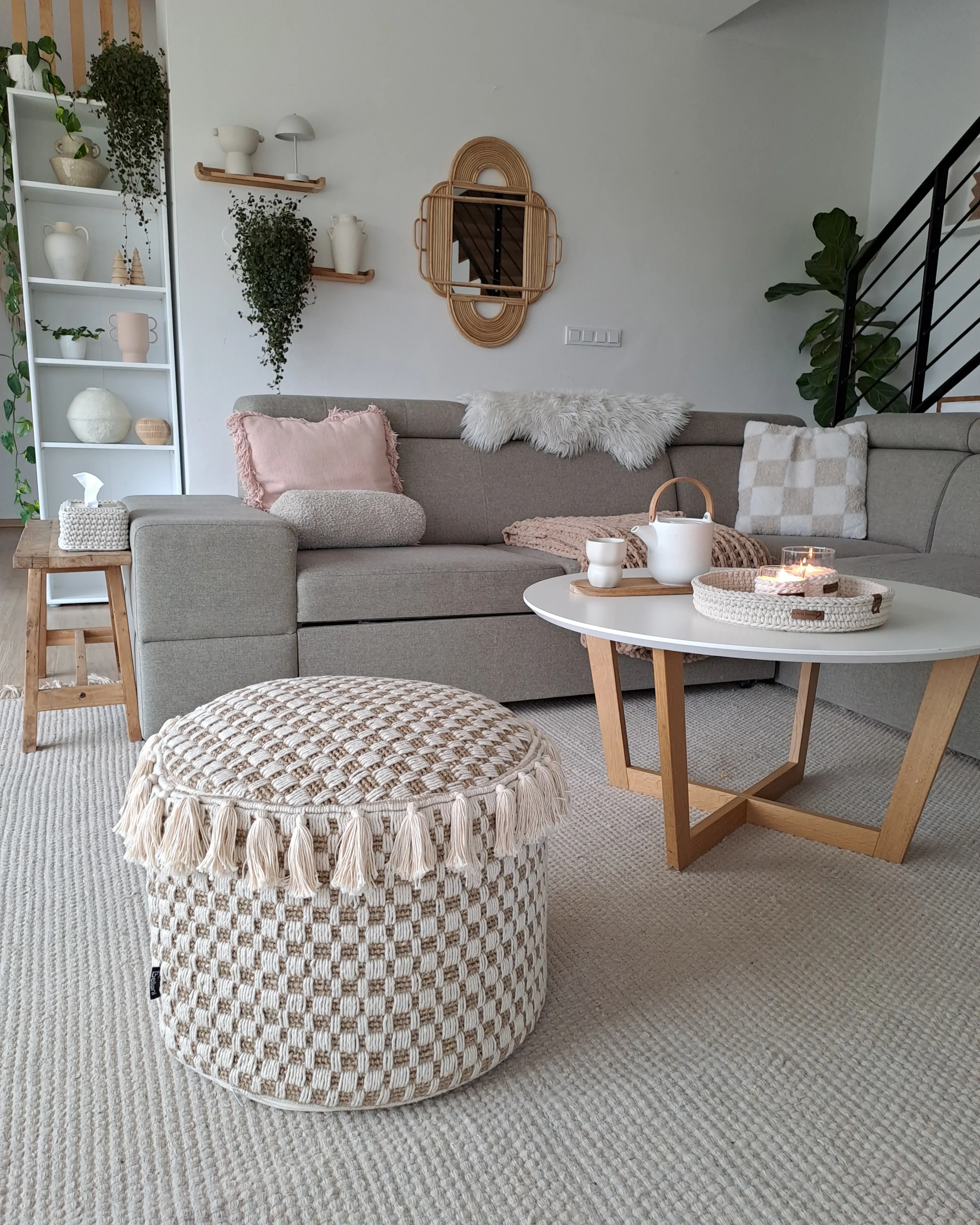 Wandspiegel ALCORN 70 cm 90 cm Rotan Natuurlijk