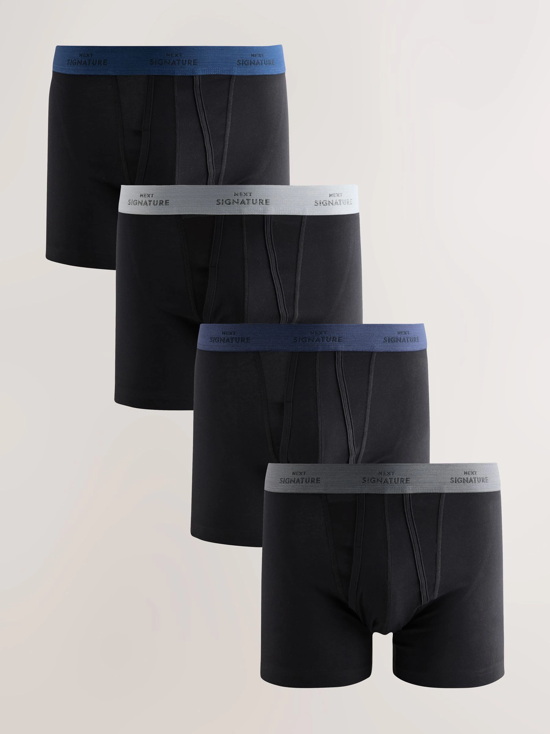 Zwart met blauwe/grijze tailleband - Signature Comfort Zachte Boxershorts