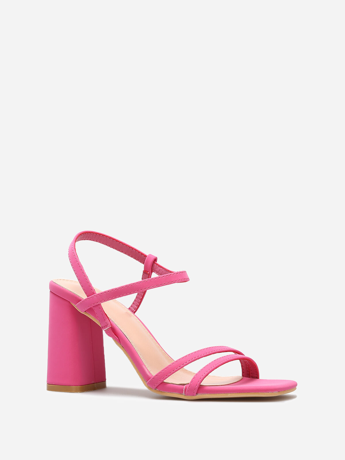 Sandales en simili mat à fines brides- Fuchsia