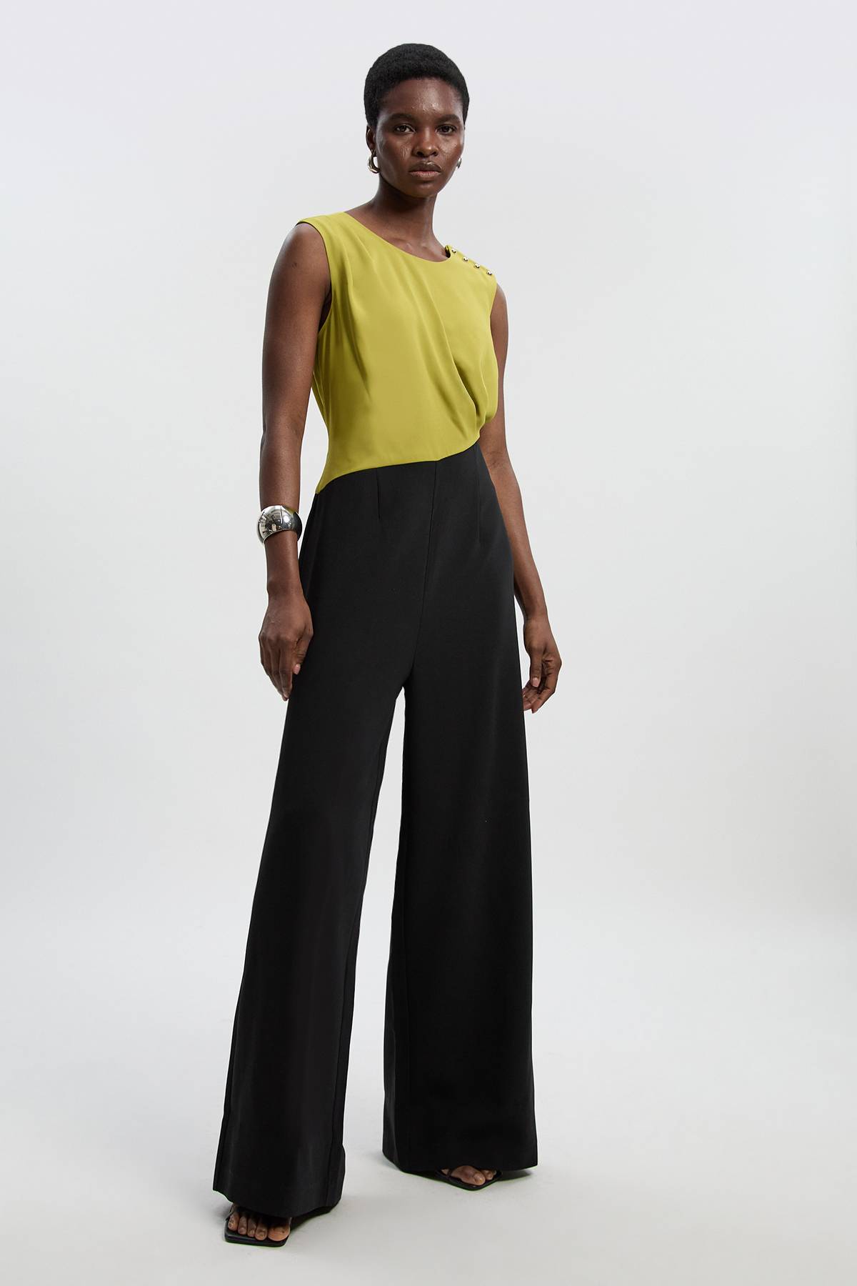 KarenMillen Combinaison Tall Ajustée Souple à Col Asymétrique et Jambes Larges