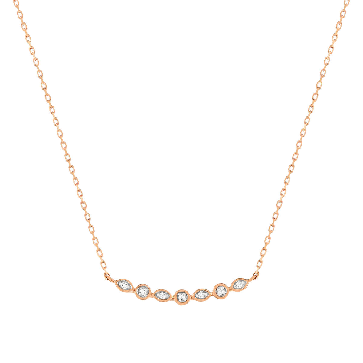 Collier or 375 rose diamants 45 cm