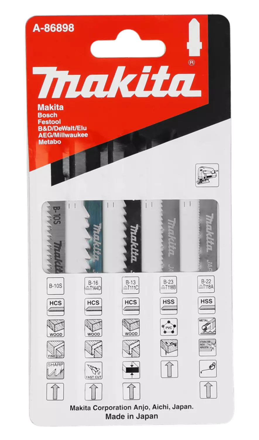 Makita A-86898 5 delig Decoupeerzaagblad set - Hout / Metaal / Kunststof