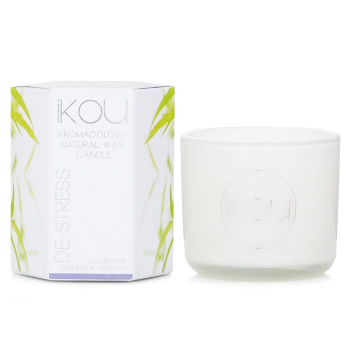 iKOU iKOU Eco-Luxury Aromacology Natural Wax Candle Glass - De-Stress (Lavender & Geranium) 85g