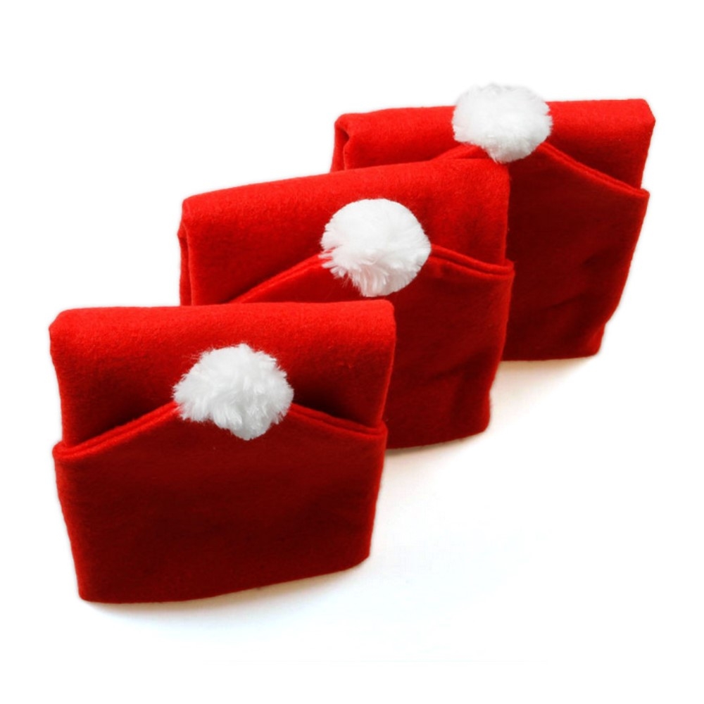 (3er Set) 50x60cm Christmas Stuhlhussen Stuhlüberzug Tischdeko Weihnachten - Rot / Weiss