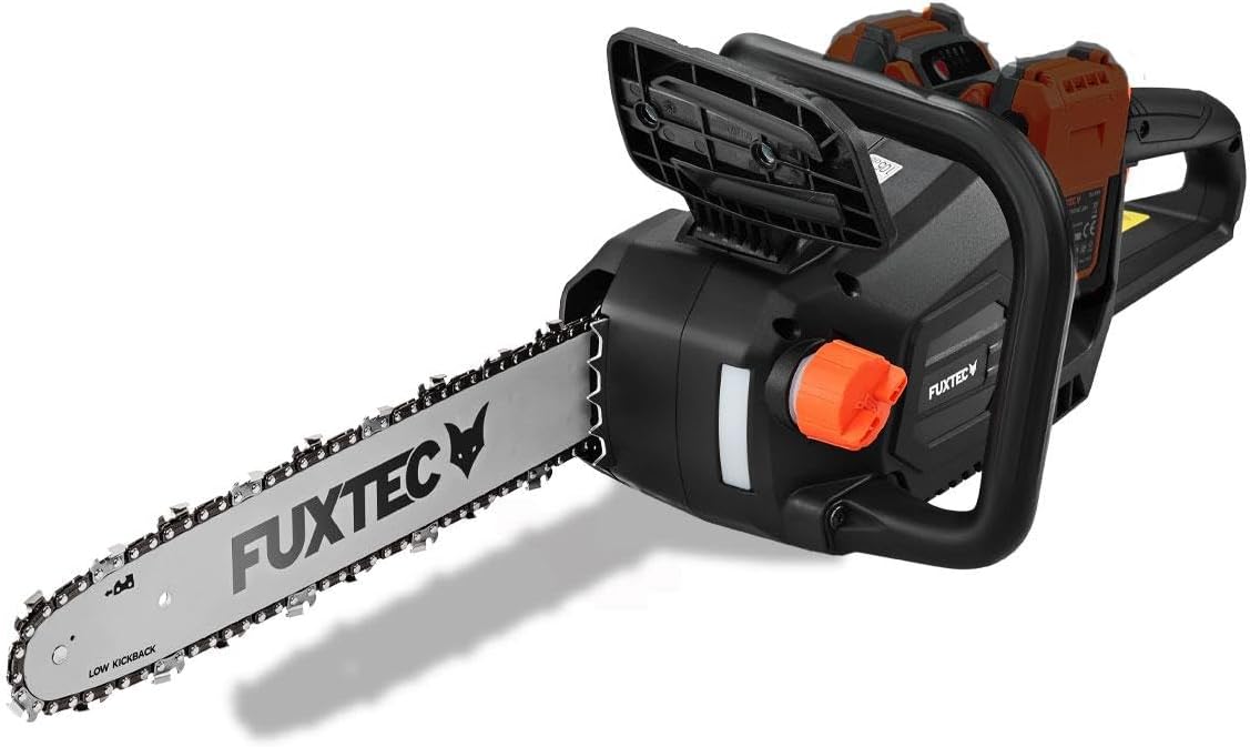 FUXTEC 40V Akku Kettensäge FX-E2KS – 14 Zoll Schwertlänge, 2x20Volt, 4,2 Kg leicht mit einer Kettengeschwindigkeit von 15 m/s