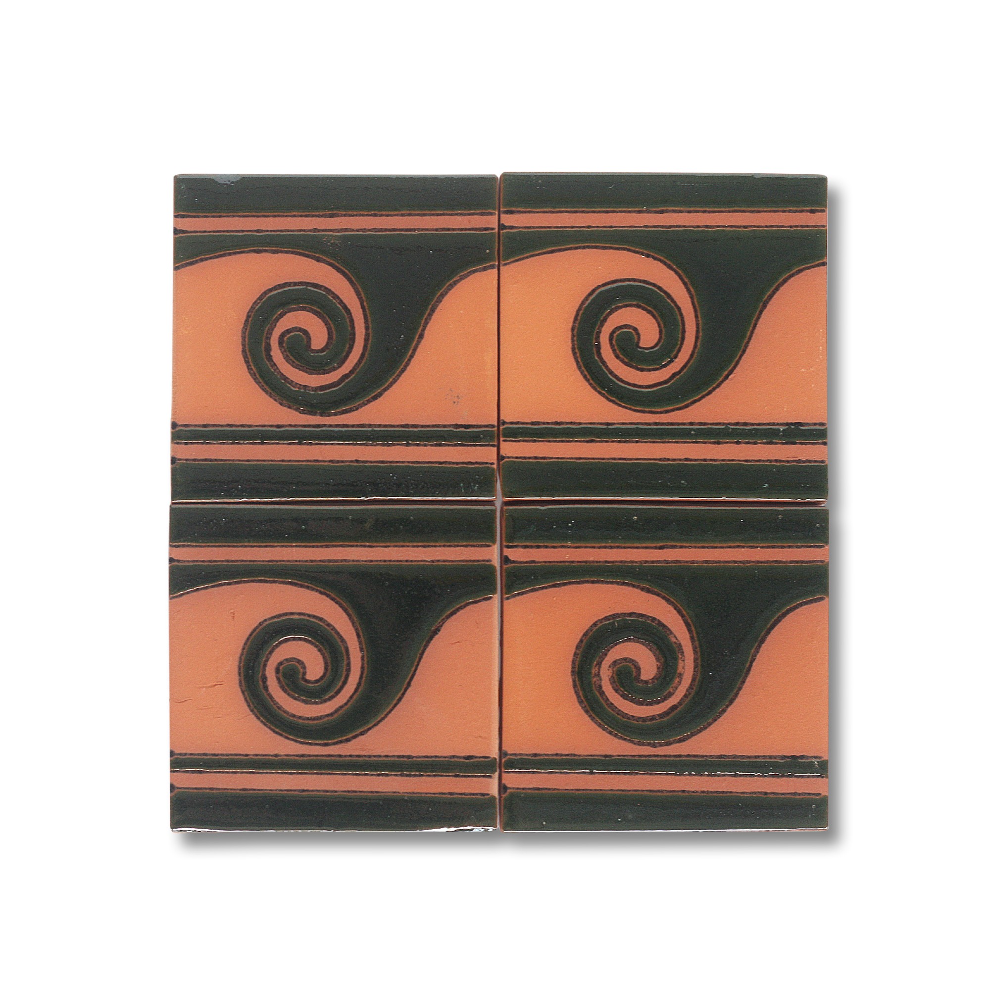 Reliefkachel 'Onda', schwarz, rot, T 10 cm, B 10 cm, H 0,5 cm von fischer's lagerhaus