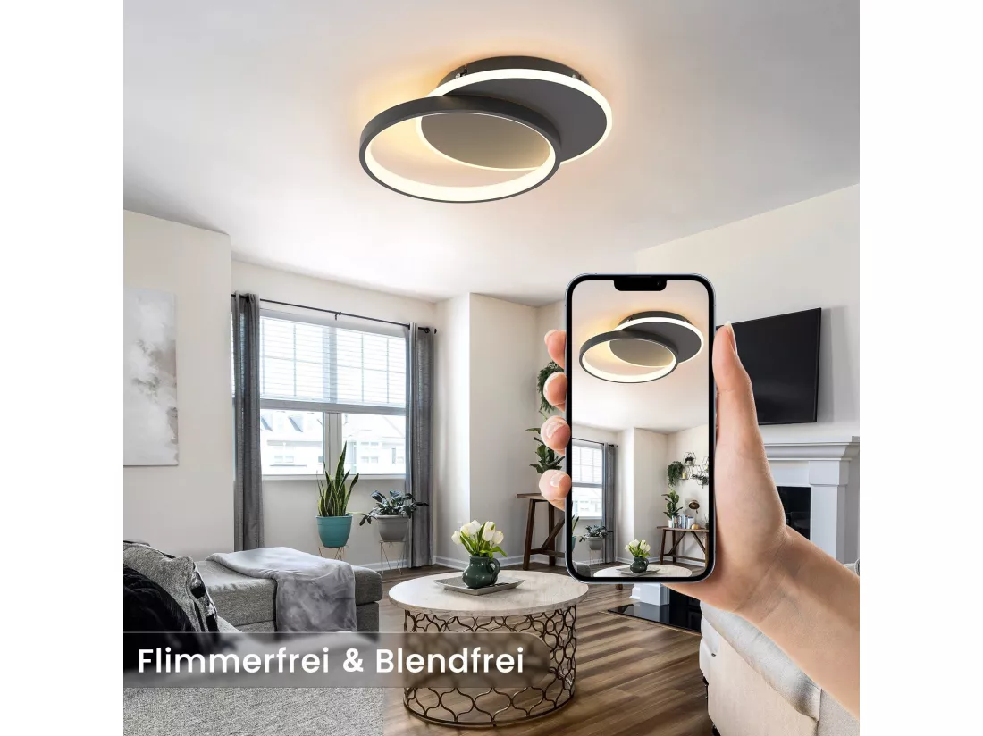 NETTLIFE Plafonnier LED Salon Dimmable Moderne Plafonnier avec télécommande pour le couloir