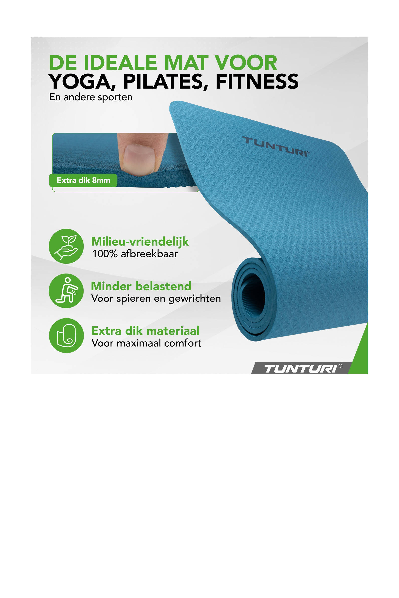 Tunturi yogamat 8mm blauw