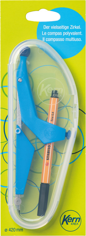 KREA Zirkel Zeichengerät Stifthalter inkl. STABILO Fineliner (K22) - Blau