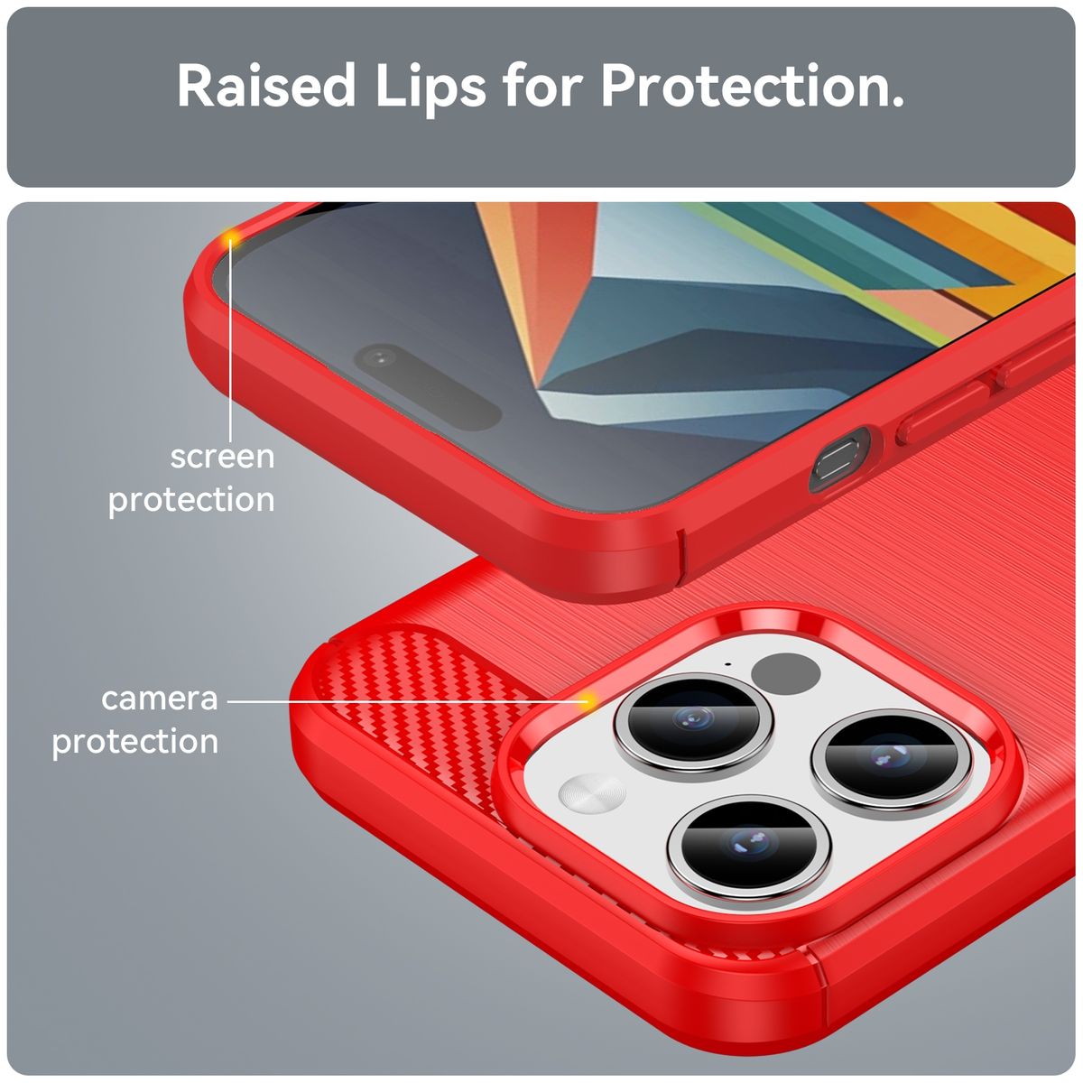 Hülle Handy Schutz für Apple iPhone 15 Pro Case Cover Tasche Etuis Carbon Bumper