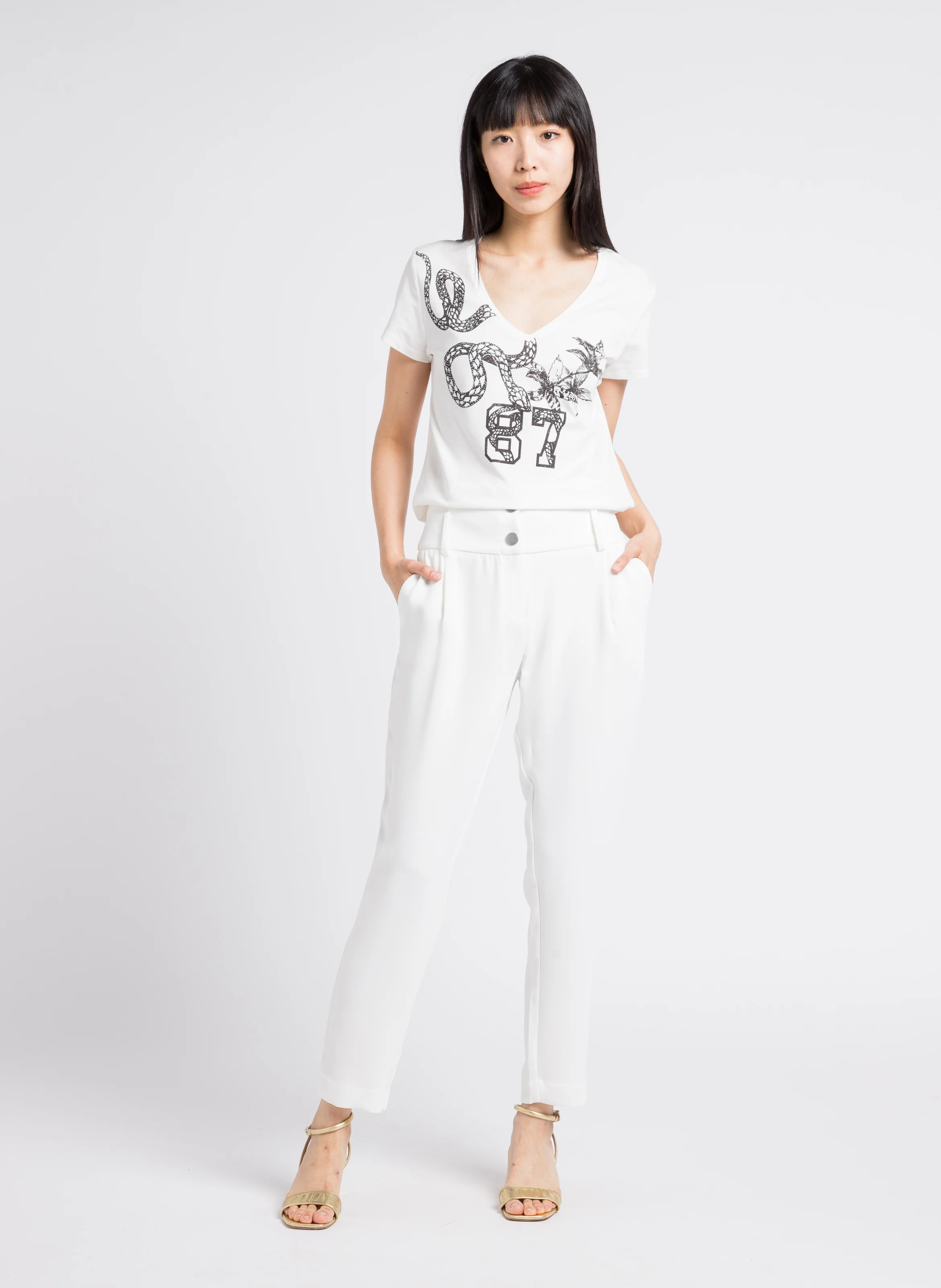 Pantalon carotte | Blanc