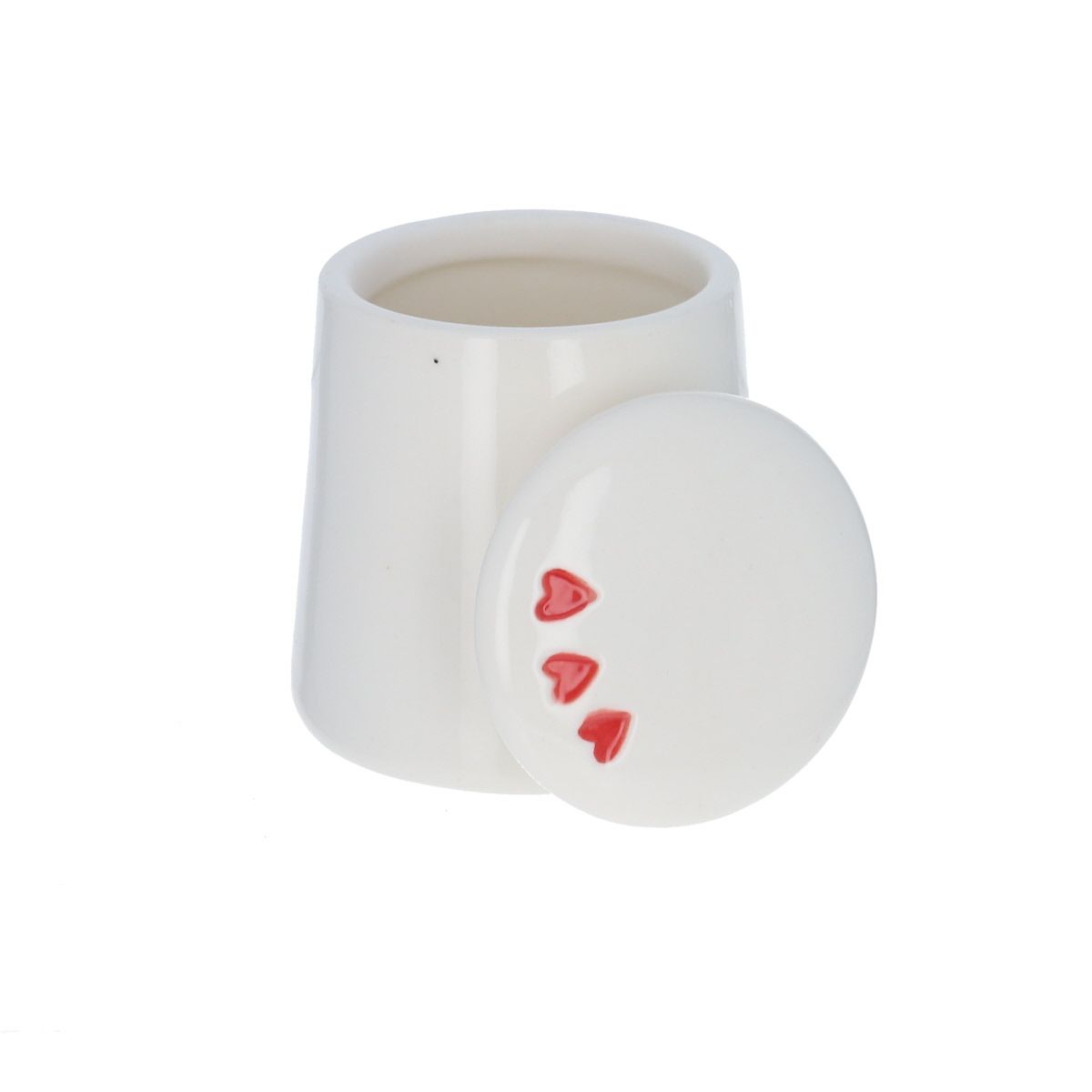 Petite boîte en céramique à couvercle cœurs rouges Atelier jasmin