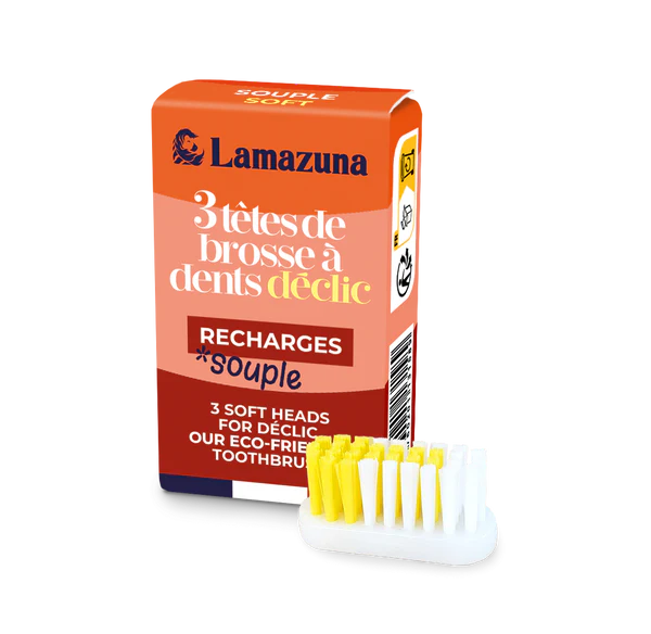 Lamazuna Recharge 3 Têtes Brosse à Dents - Souple