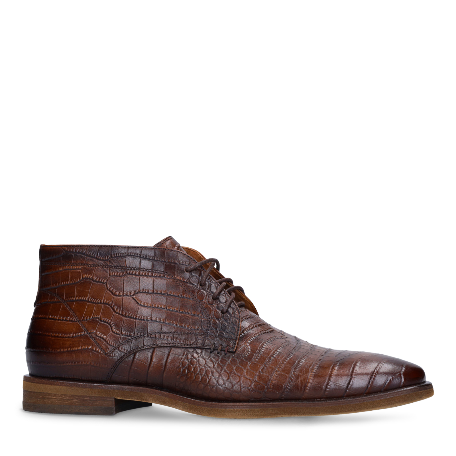 Bruine leren croco veterschoenen