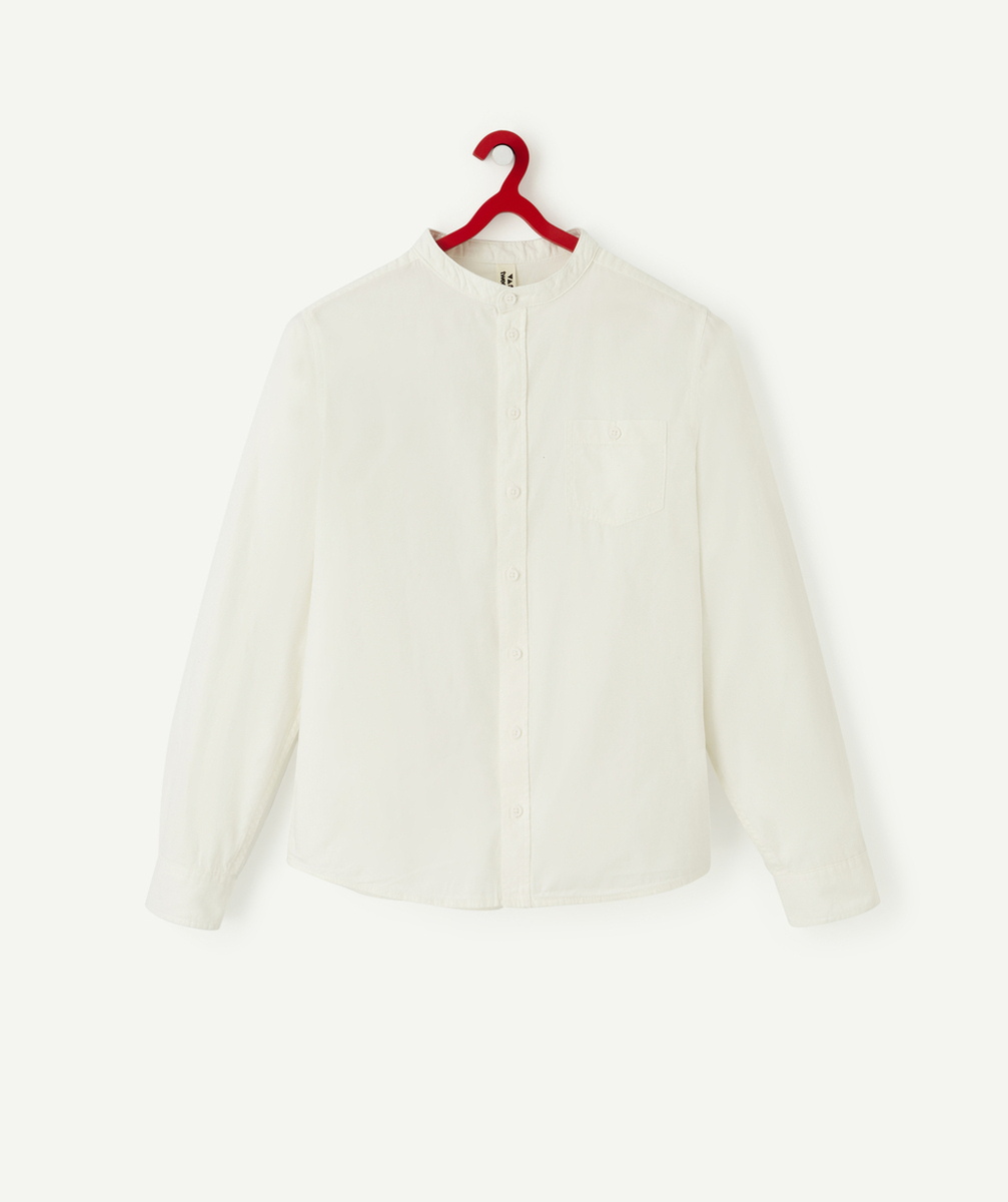 CHEMISE COL MAO GARÇON EN COTON BLANCHE