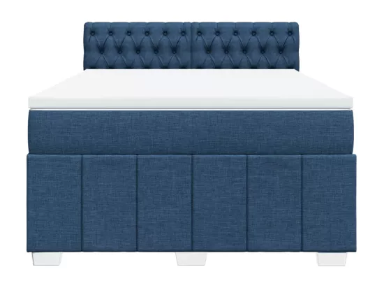 Sommier à lattes de lit avec matelas Bleu 160x200 cm Tissu