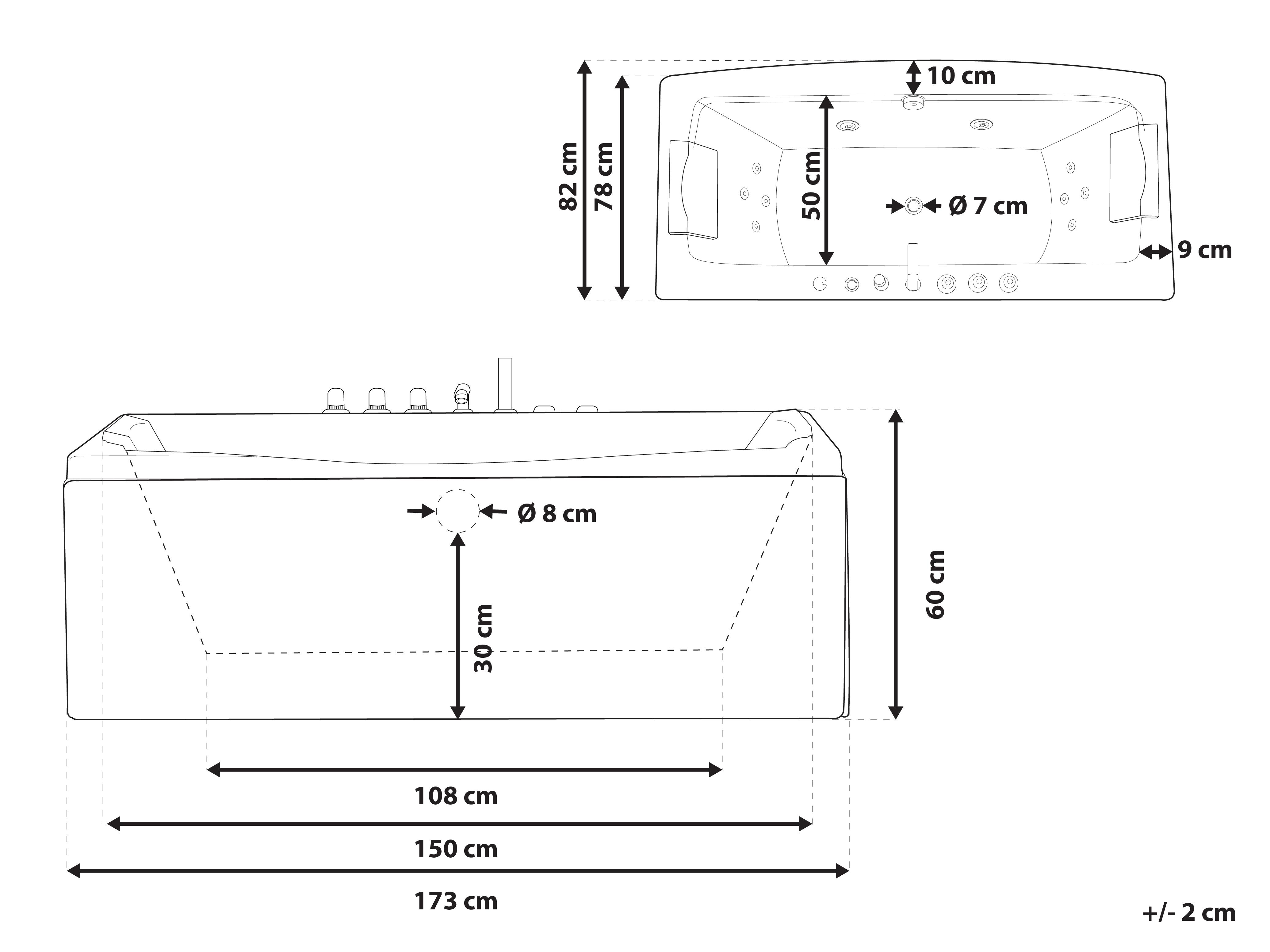 Hoek bubbelbad met LED MOOR 173 x 81 cm Wit
