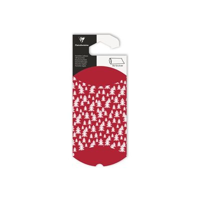 Clairefontaine - Pochette cadeau - 8 x 12 cm - sapins - rouge