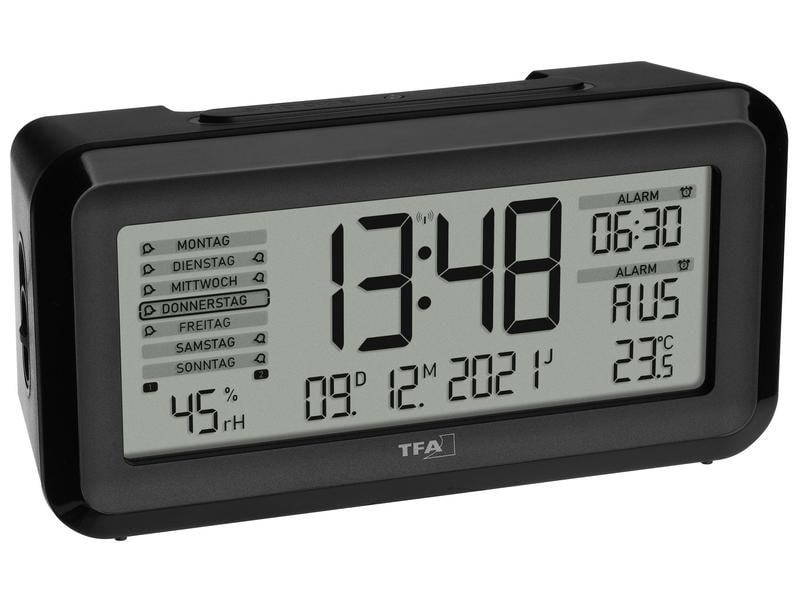 TFA Dostmann Funkwecker Boxx2 Schwarz Funkuhr mit höchster Genauigkeit