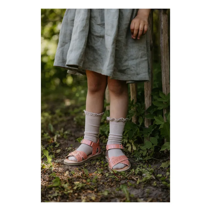 Petit Nord Sandales Scratchs Scallop Flower | Rose