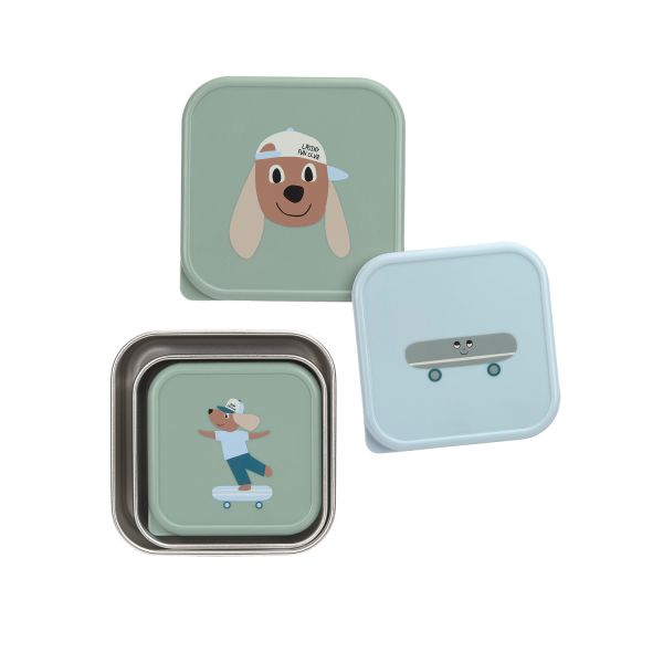 Lässig Tiny Team Dog Snackbox - 3 Stuks - Roestvrijstaal - Groen