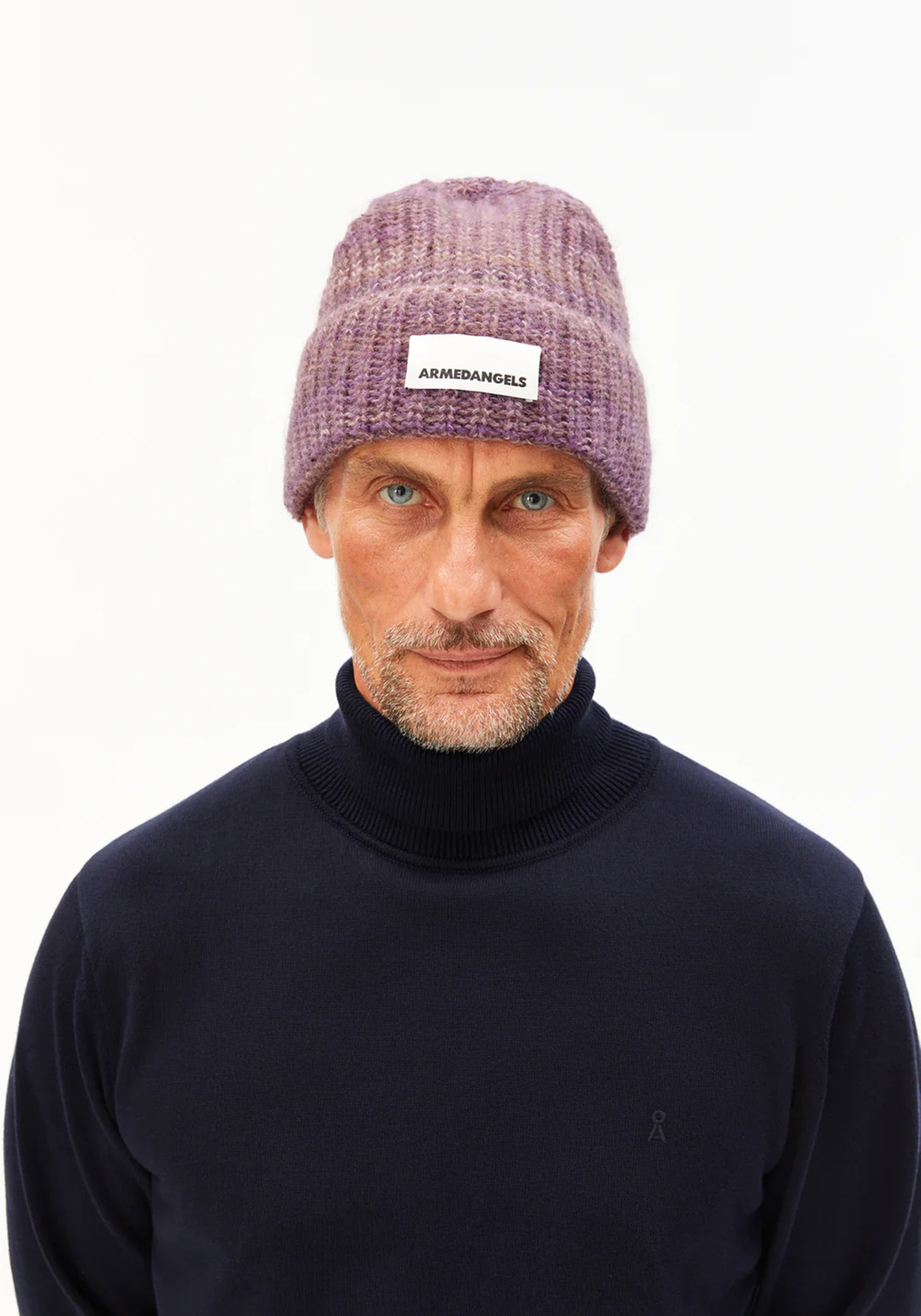 Armedangels Beanie Snowaa Stampato Orchid-Walnut Creme