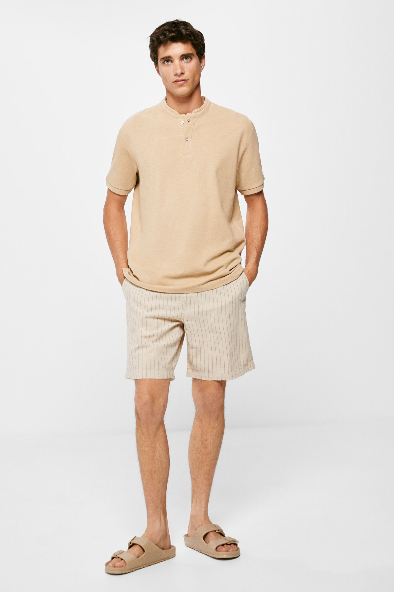 Polo piqué mao slub - bege