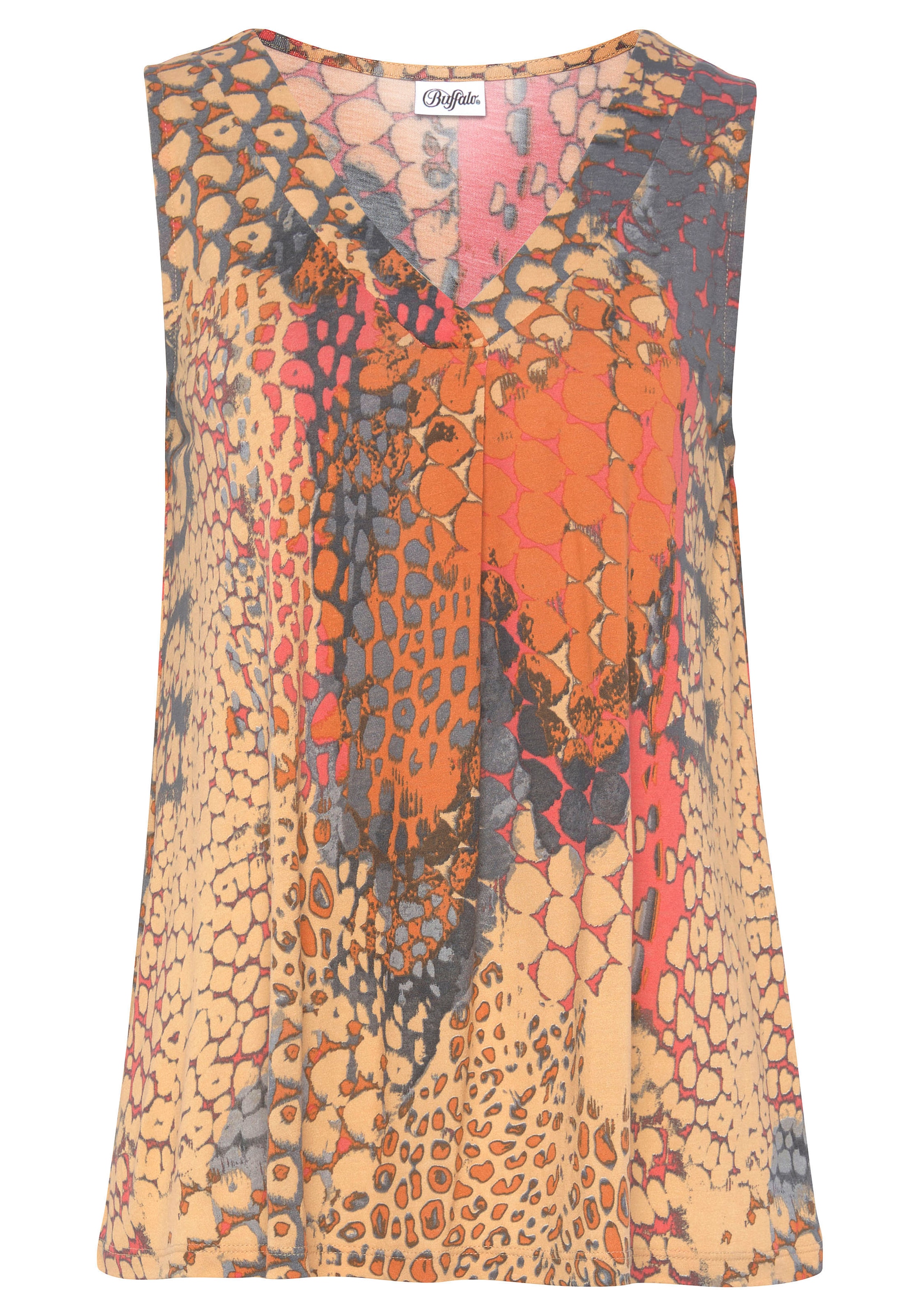 Buffalo Strandtop , mit Animalprint, sommerliches Blusentop mit V-Ausschnitt