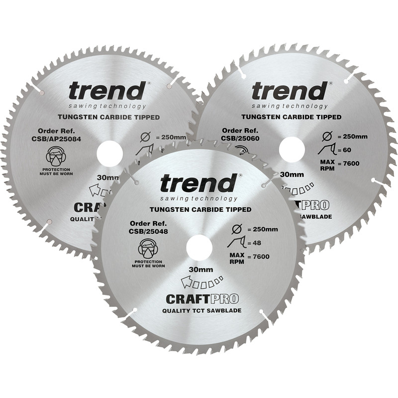 Trend cirkelzaagbladen set 250x30x3,0mm