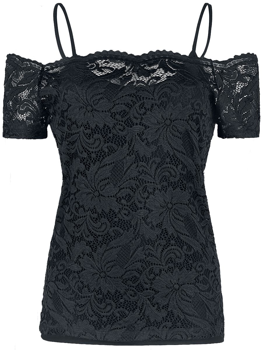 Haut en Dentelle Épaules Dénudées | Black Premium by EMP T-Shirt Manches courtes