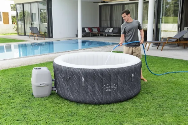 Bestway Lay-Z-Spa 60175, 669 L, 4 person(er), Rund, Boble/Jet massage, Grå, Hvid, 40 °C