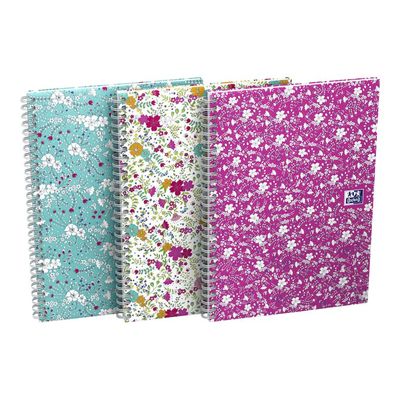 Oxford Floral - Carnet de notes à spirale - B5 - 120 pages - ligné
