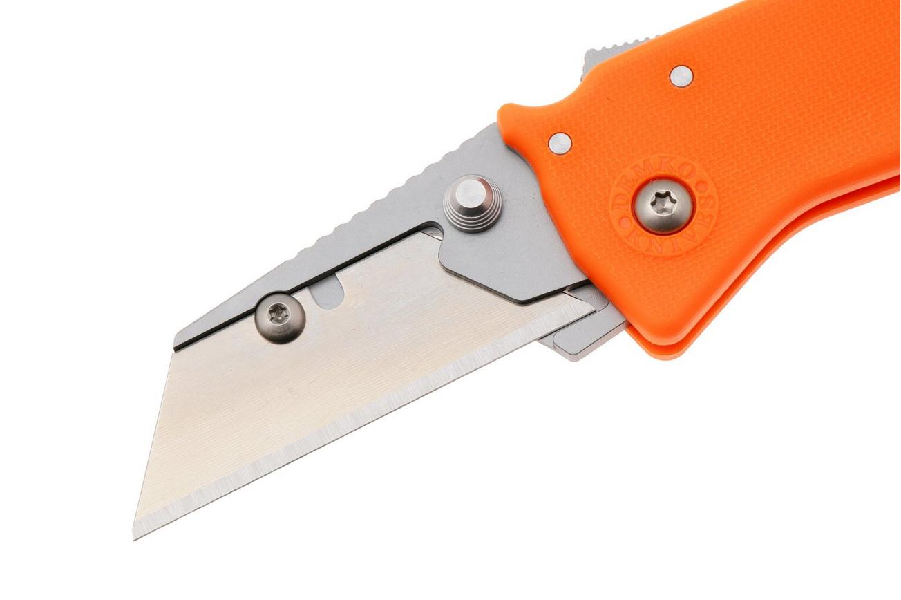 Demko Razor-Shark, RAZOR-SHARK-ORANGE, Satin Stainless Steel, Orange GRN utility zakmes