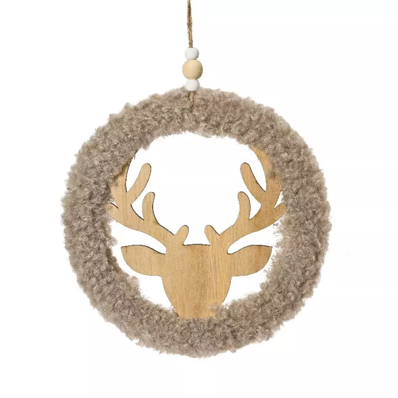 Renne à suspendre (H19 cm) Couronne Marron