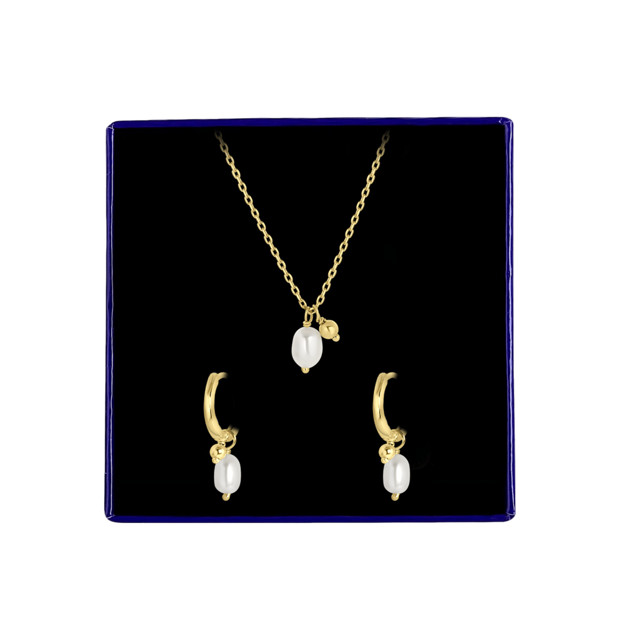 Zilveren set ketting en oorringen zoetwaterparel