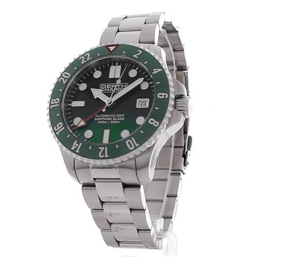 Depth Charge Stainless Steel Green Dial Dive Watch