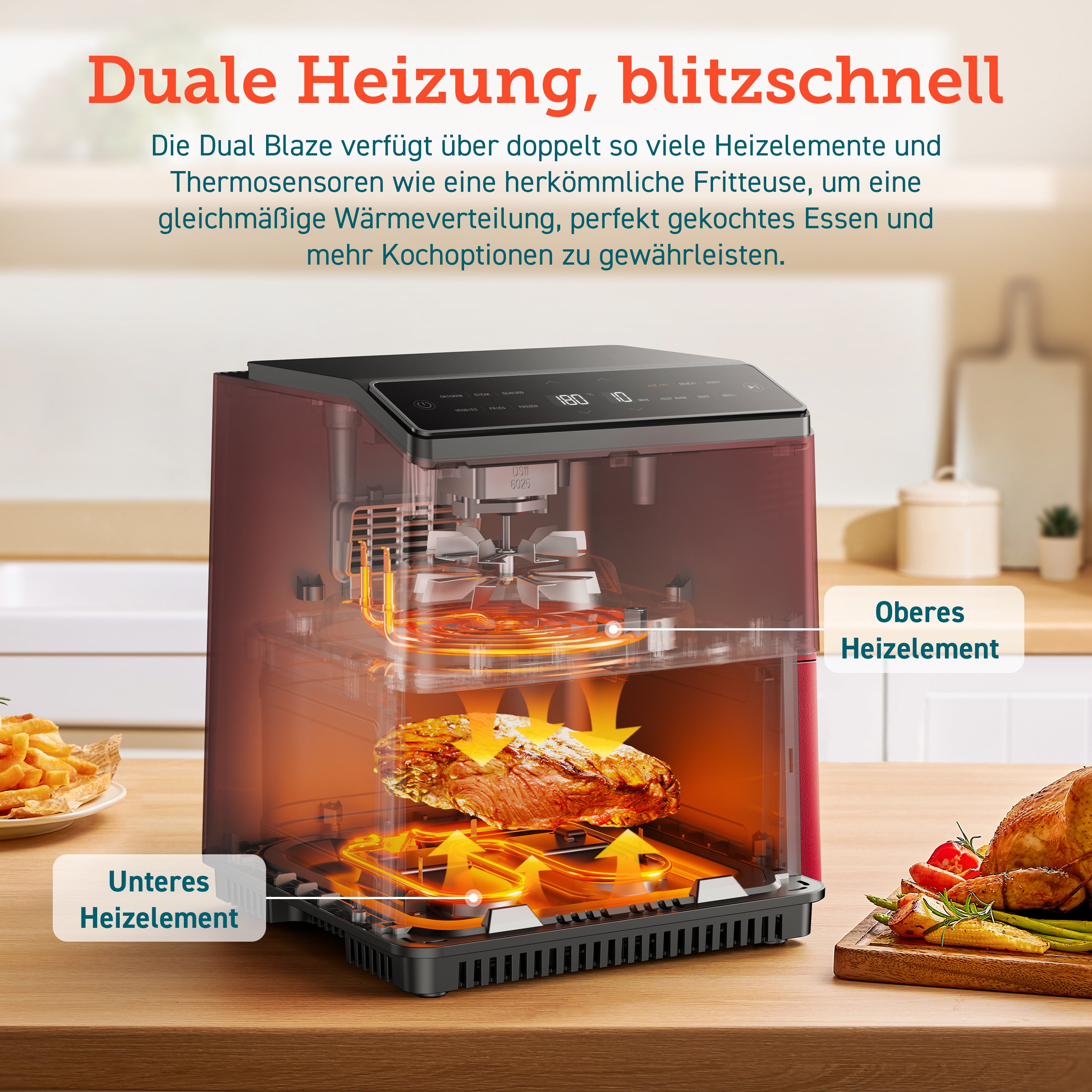 Cosori 6.4-Liter Smart Heißluftfritteuse Dual Blaze