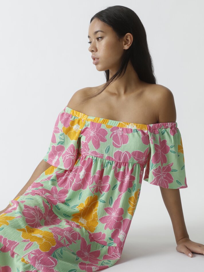 Vestido longo estampado - Esverdeado