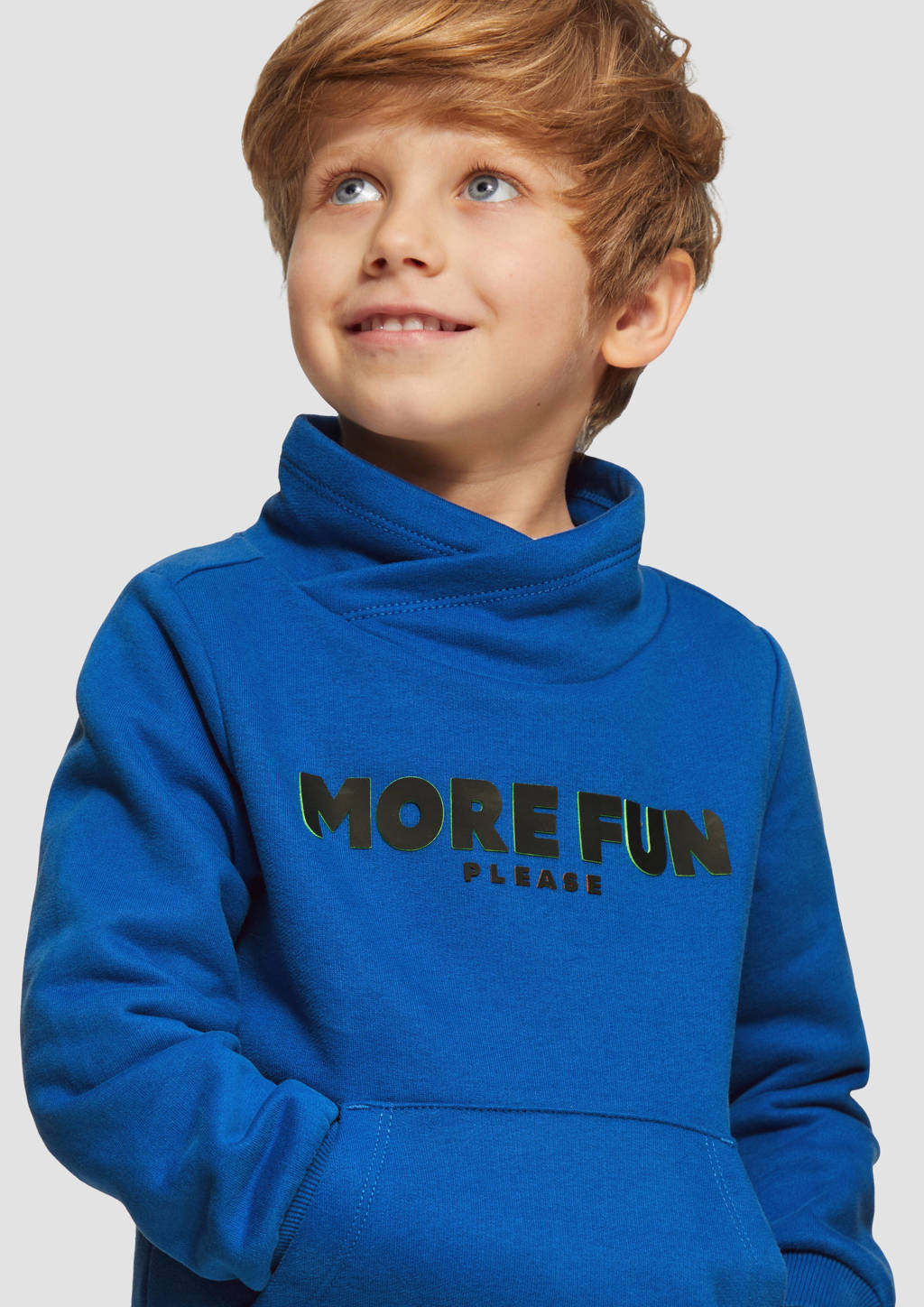 s.Oliver sweater met tekst cobalt blauw